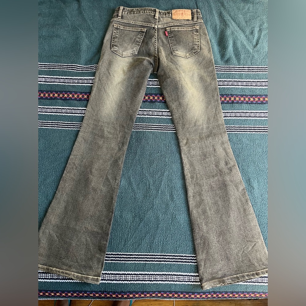 Vintage Embroidered Floral Low Rise Flare Jeans - Picture 2 of 9